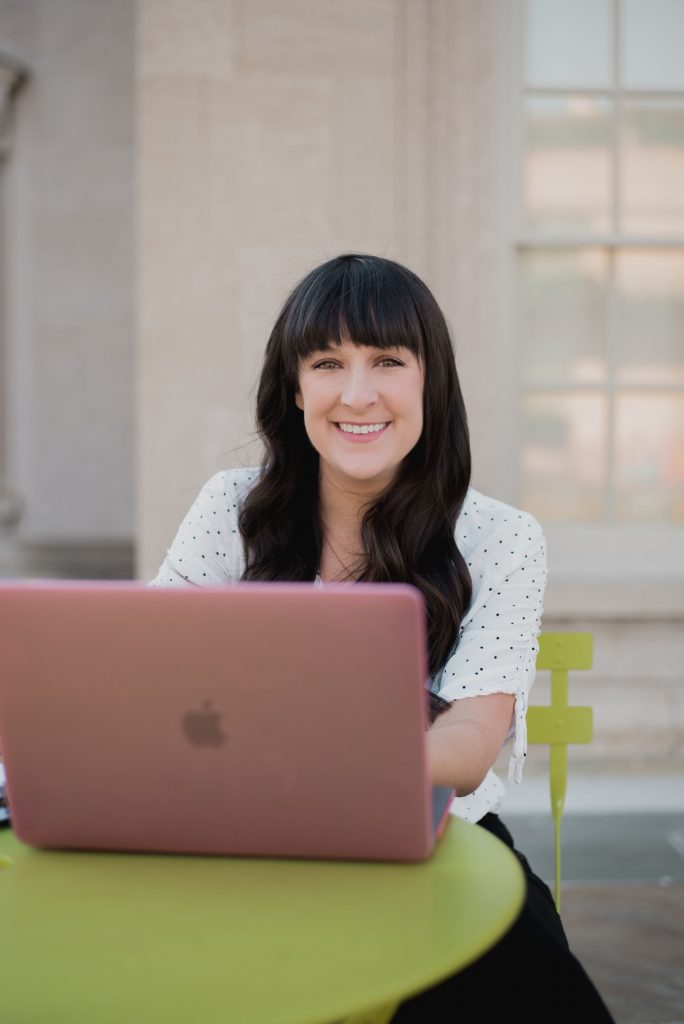 Liz at a laptop